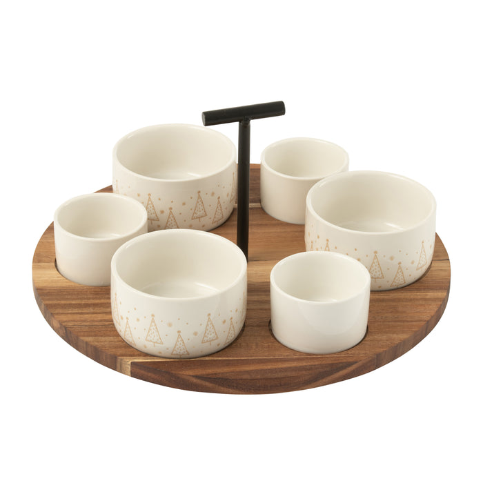 J-Line tapasplank - hout - wit - large