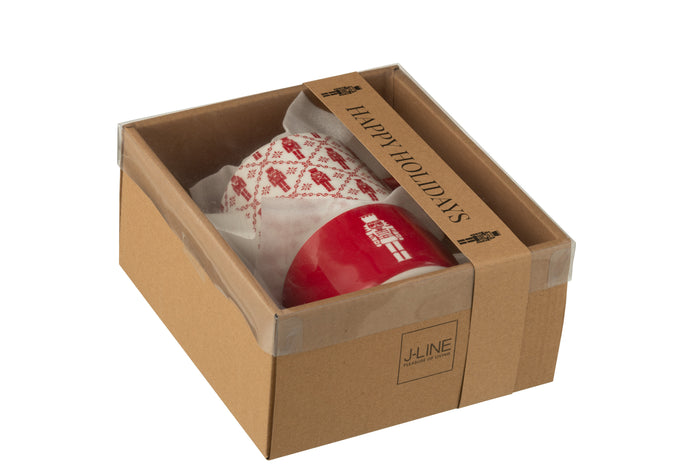J-Line theepot + tas - keramiek - rood - giftbox van 2