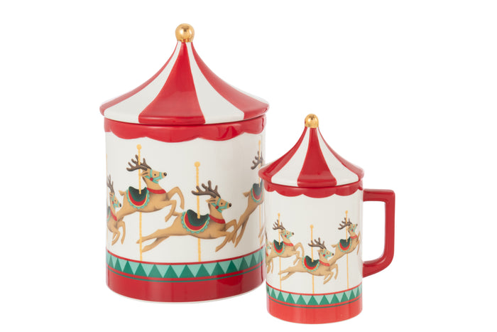 J-Line voorraadpot Draaimolen Dolomiet - kunststof - rood|wi