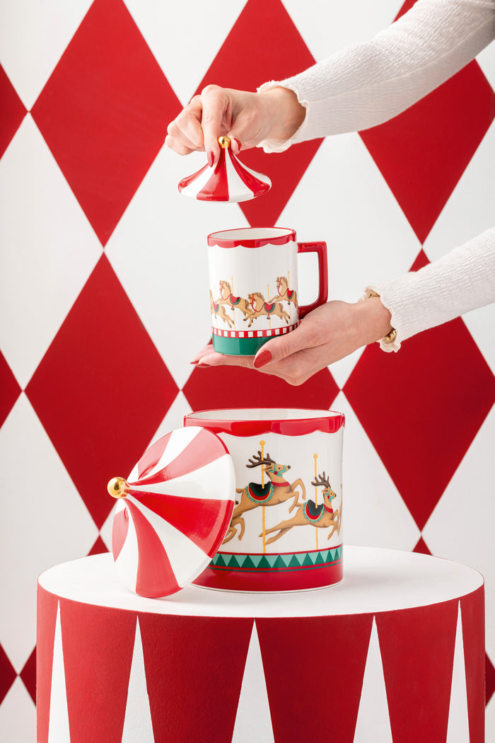 J-Line voorraadpot Draaimolen Dolomiet - kunststof - rood|wi