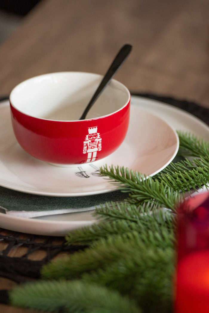 J-Line kom + sokkel Notenkraker - metaal|keramiek - rood - d