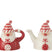J-Line theepot Kerstman Dolomite - keramiek - wit|rood - 2 stuks