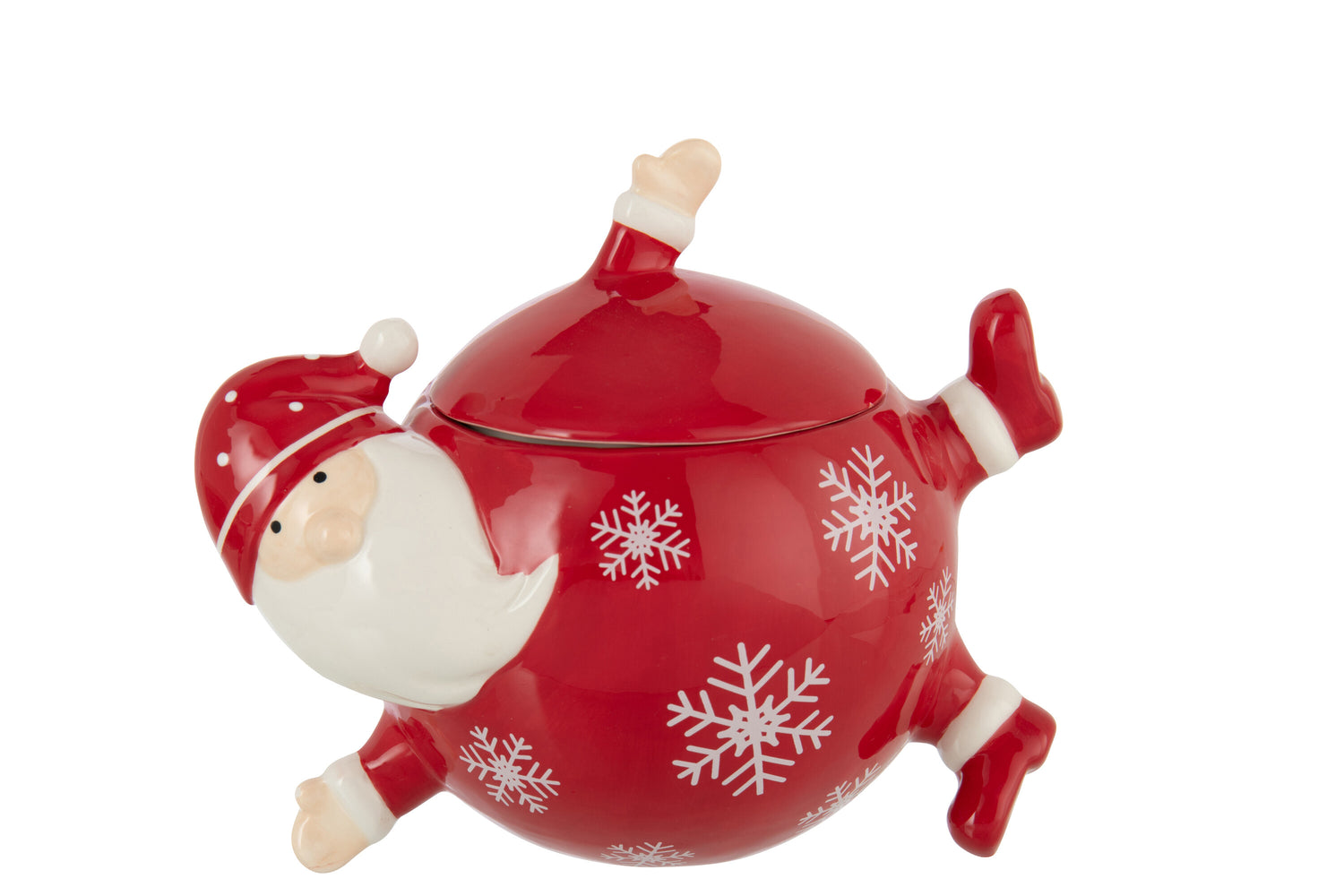 J-Line voorraadpot Kerstman Dolomiet - keramiek - wit|rood