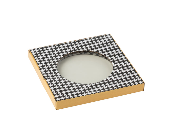 J-Line bord Pied-De-Poule - porselein - wit|zwart - medium -