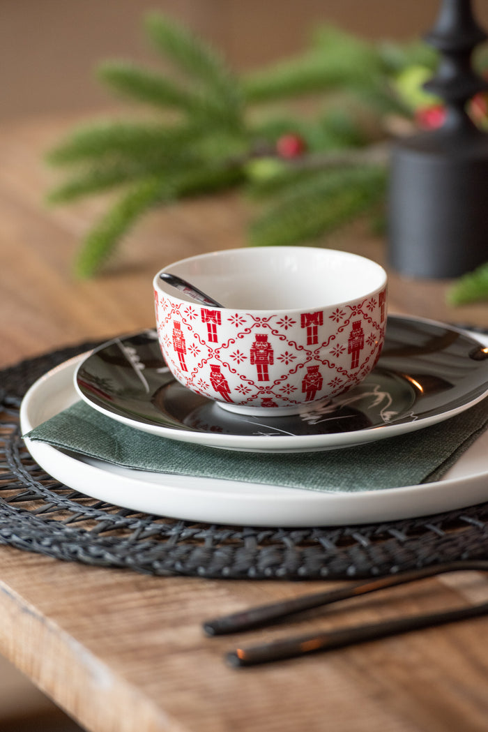 J-Line bord - keramiek - zwart|wit - giftbox van 4 stuks