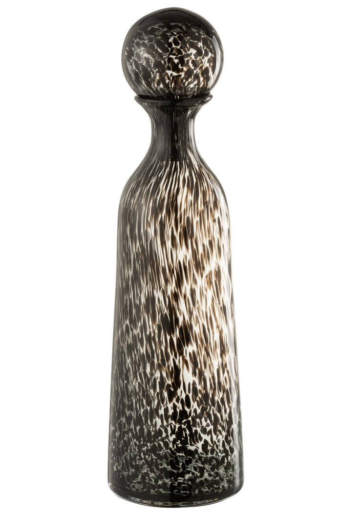 J-Line decoratie Fles + Stop Stip Hoog - glas - zwart - larg