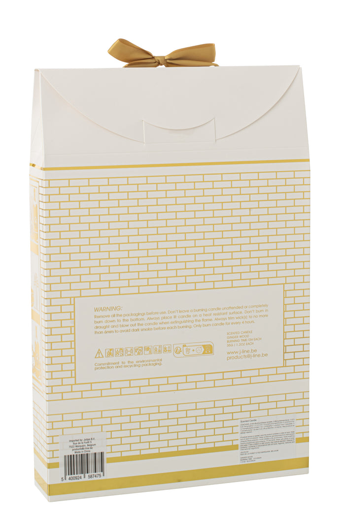 J-Line geurkaars Surprise Window - goud|wit - 12 candles