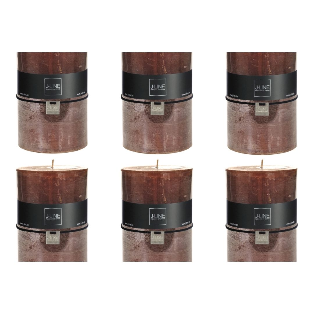 J-Line cilinderkaars - bruin - XL - 95U - 6 stuks