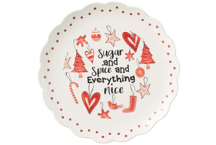 J-Line schaal Rond - keramiek - rood - giftbox