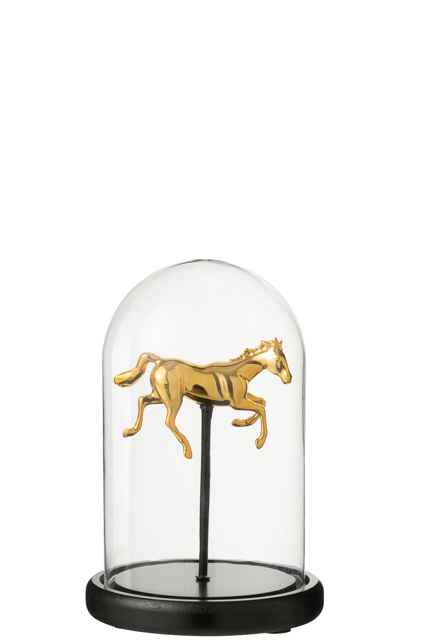 J-Line decoratie Stolp Paard - glas - goud|zwart - small