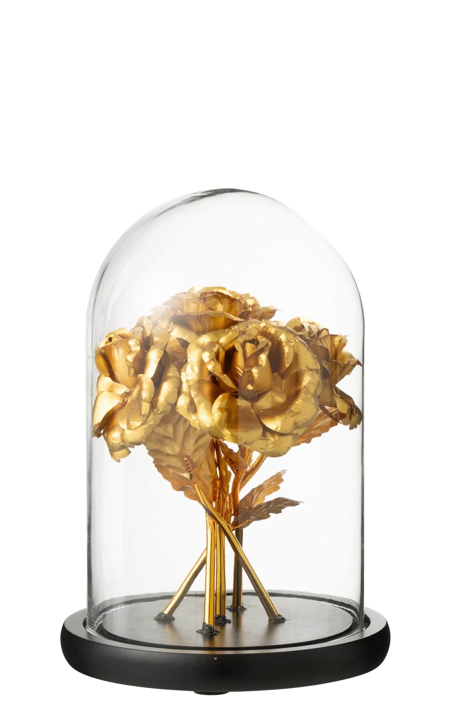 J-Line decoratie Stolp Roos - glas - goud|zwart - medium