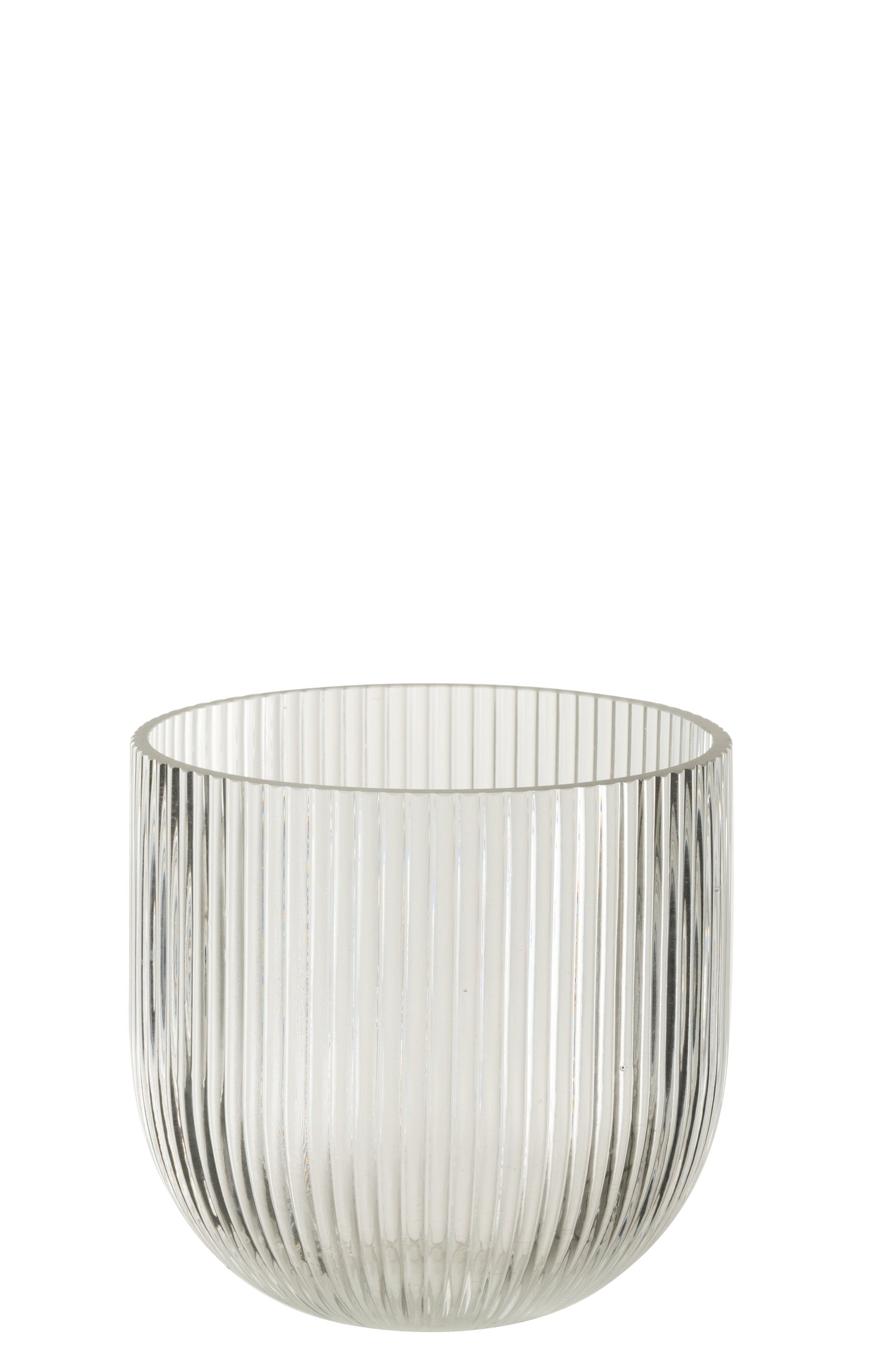 J-Line vaas Gestreept - glas - transparant - small - Ø 15.3