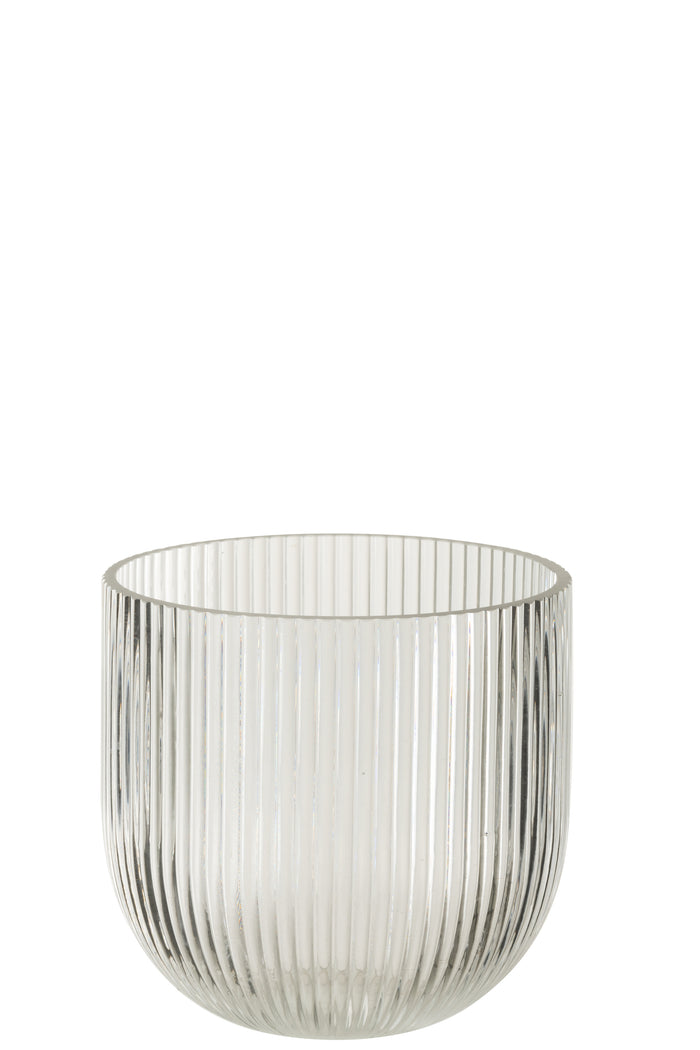 J-Line vaas Gestreept - glas - transparant - small - Ø 15.3