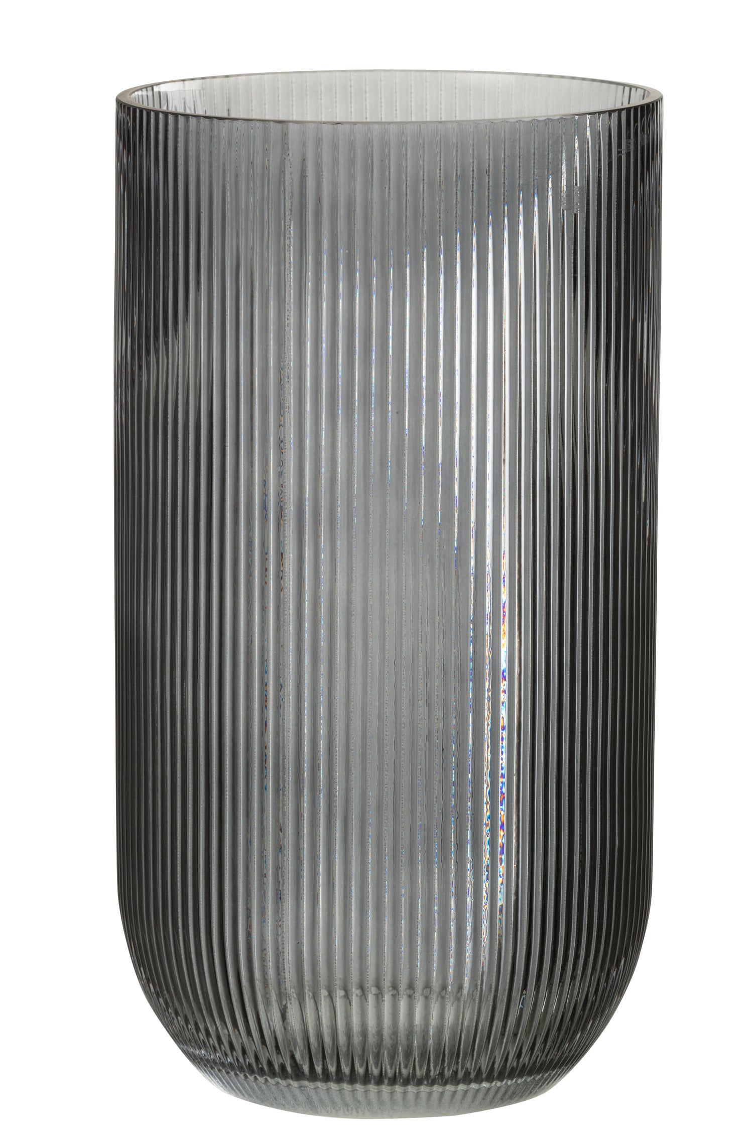 J-Line vaas Gestreept - glas - zwart - large