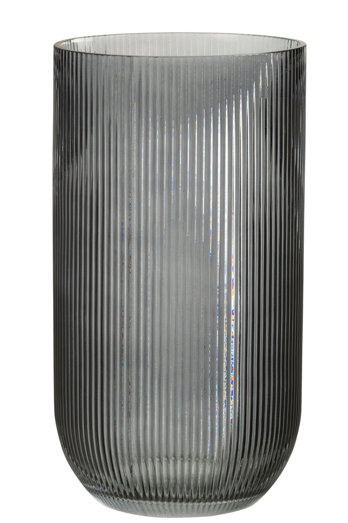 J-Line vaas Gestreept - glas - zwart - large