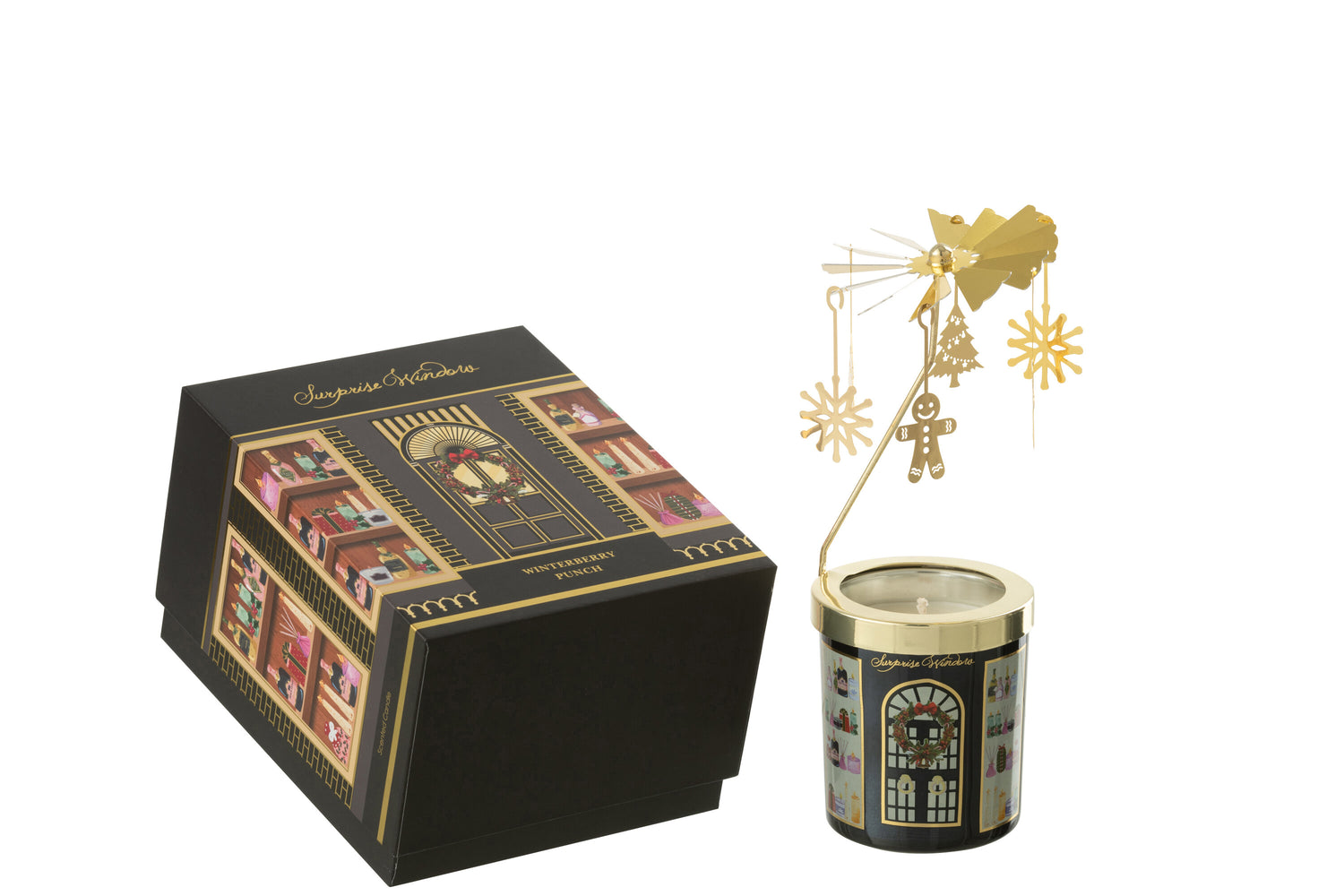 J-Line geurkaars Carousel Surprise Window - mix|zwart