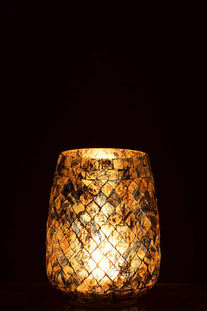 J-Line kaarshouder Mozaïek - glas - grijsblauw