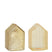 J-Line decoratie Huis - glas - goud - small - 2 stuks