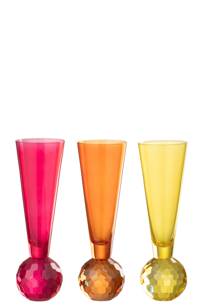 J-Line champagneglas - glas - mix - 3 stuks