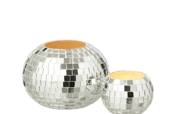J-Line kaarshouder Bal Mozaïek - glas - zilver