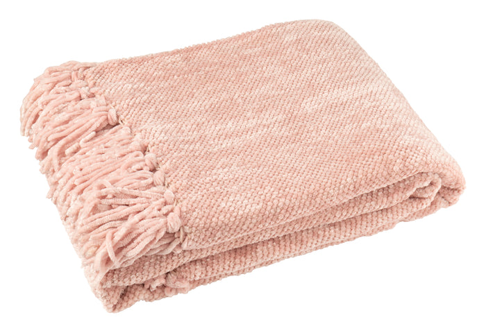 J-Line deken Chenille - polyester - roze