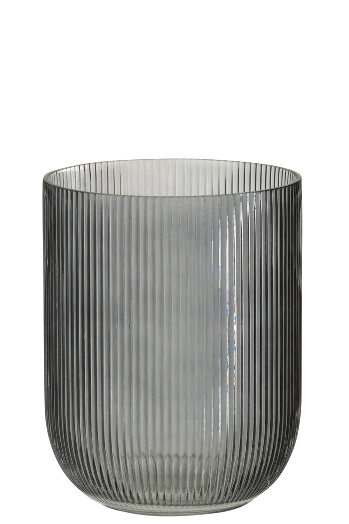 J-Line vaas Gestreept - glas - zwart - medium