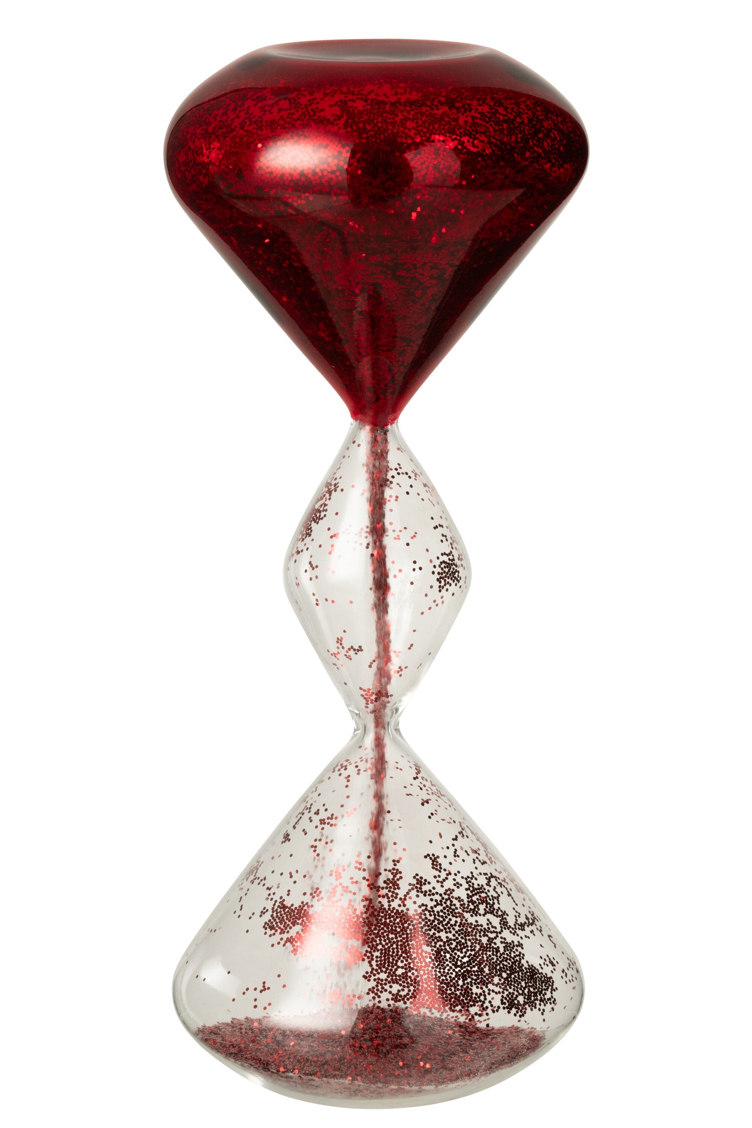 J-Line zandloper Glitters - glas - rood