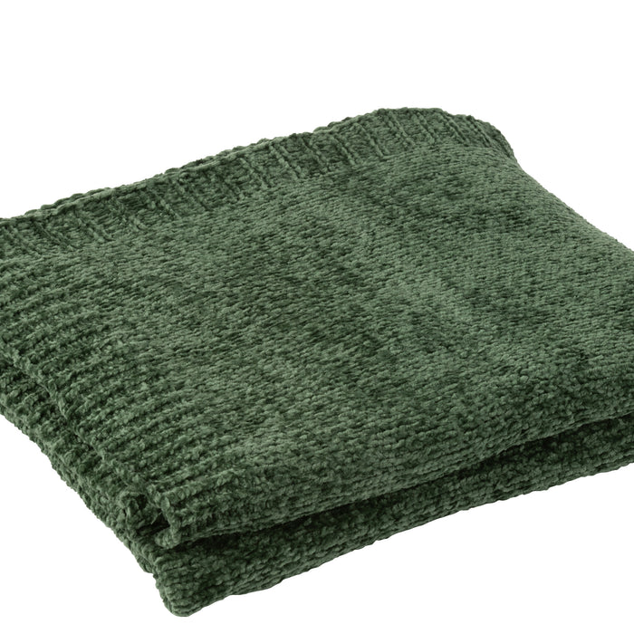 J-Line deken Chenille - polyester - groen