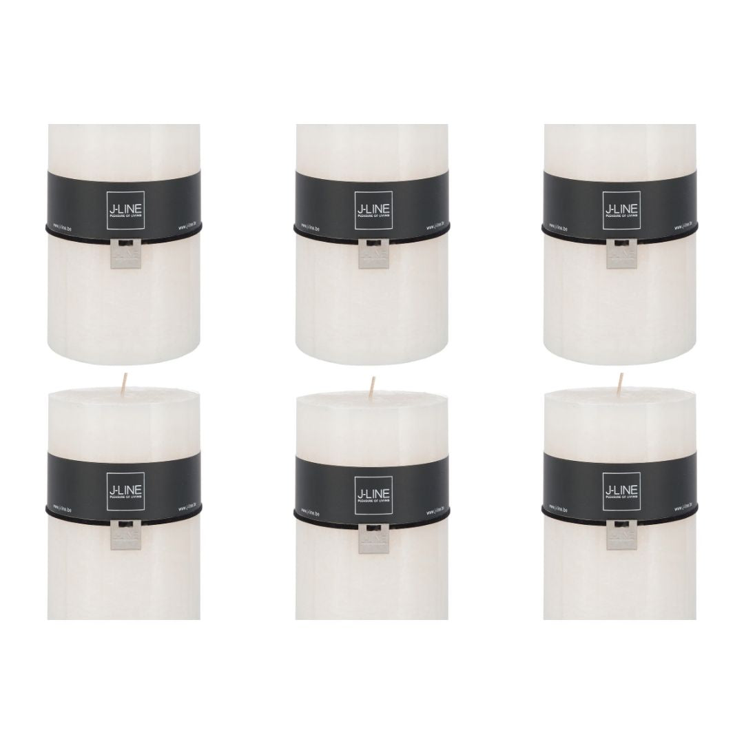 J-Line cilinderkaars - vanille - wit - extra large  - 95U - 6 stuks