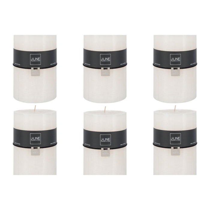J-Line cilinderkaars - vanille - wit - extra large  - 95U - 6 stuks