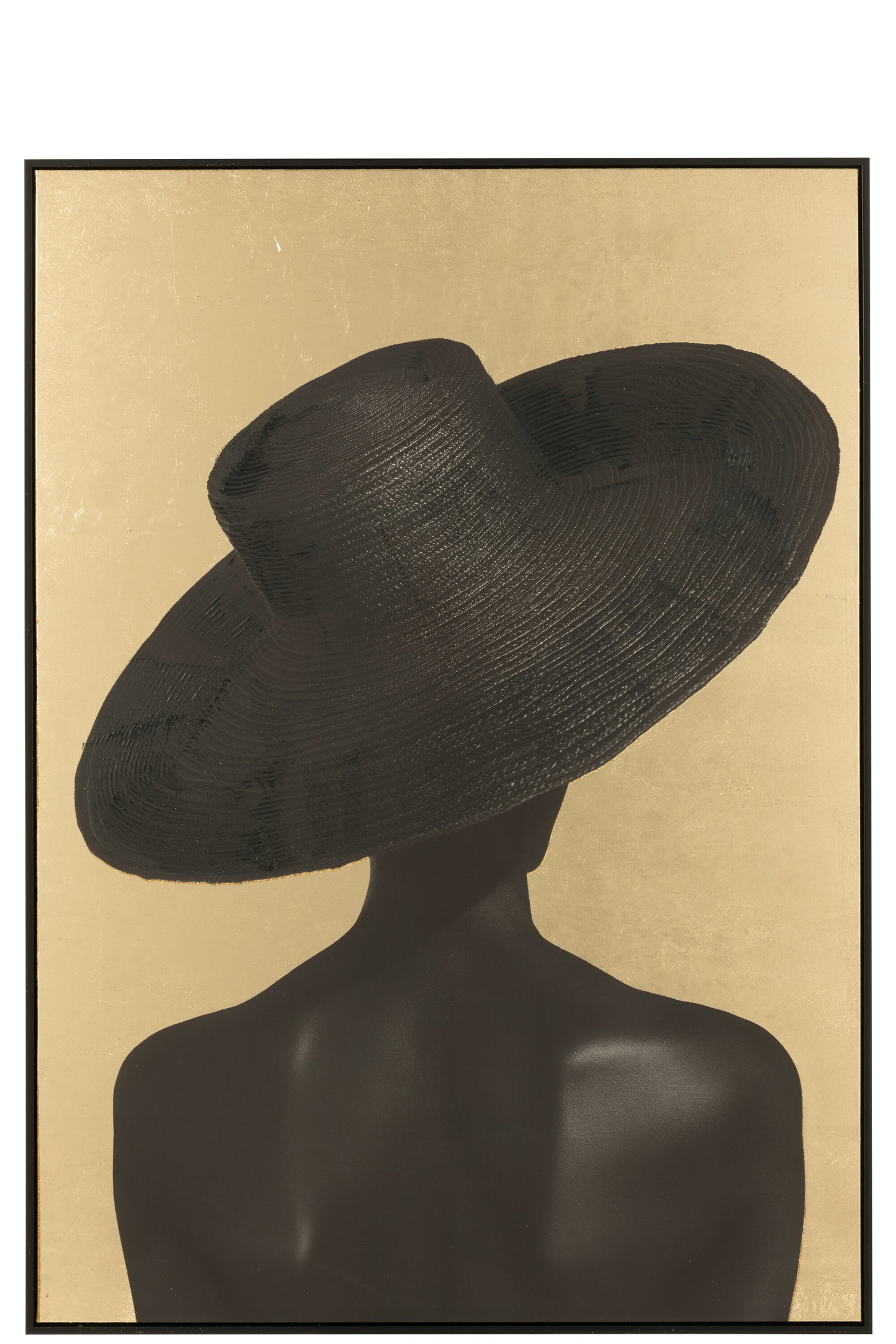 J-Line wanddecoratie Rechthoek Zora - canvas - zwart|goud