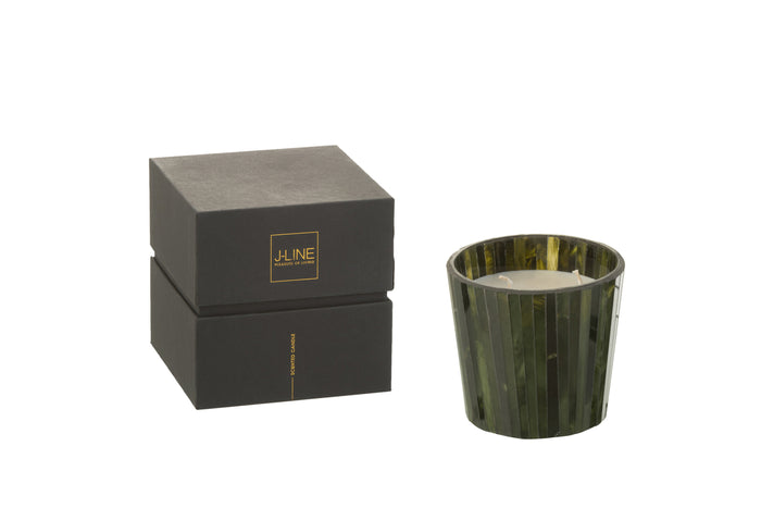 J-Line geurkaars Noa - Herbal Serenity - glas - groen - smal