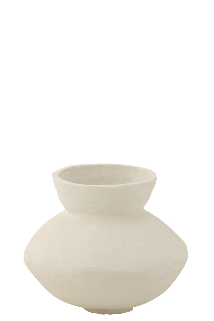 J-Line bloempot Collar - papier maché - wit - Ø 45 cm