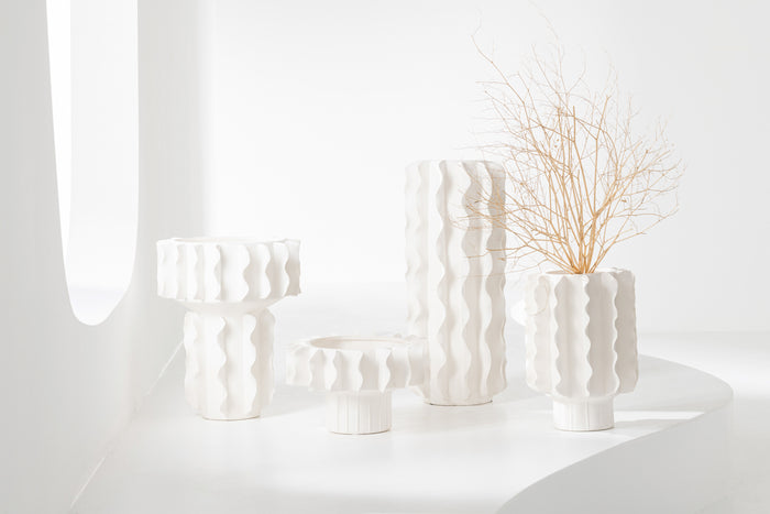 J-Line vaas Helix - wit - medium - keramiek