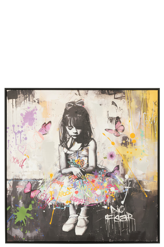 J-Line wanddecoratie Ballerina - canvas - mix