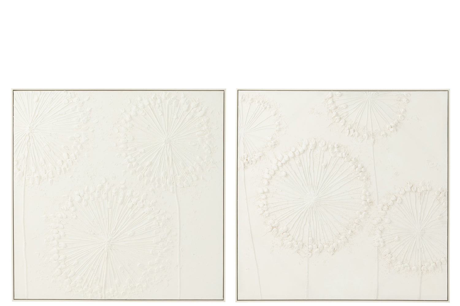 J-Line wanddecoratie Dandelion - canvas - ecru - 2 stuks