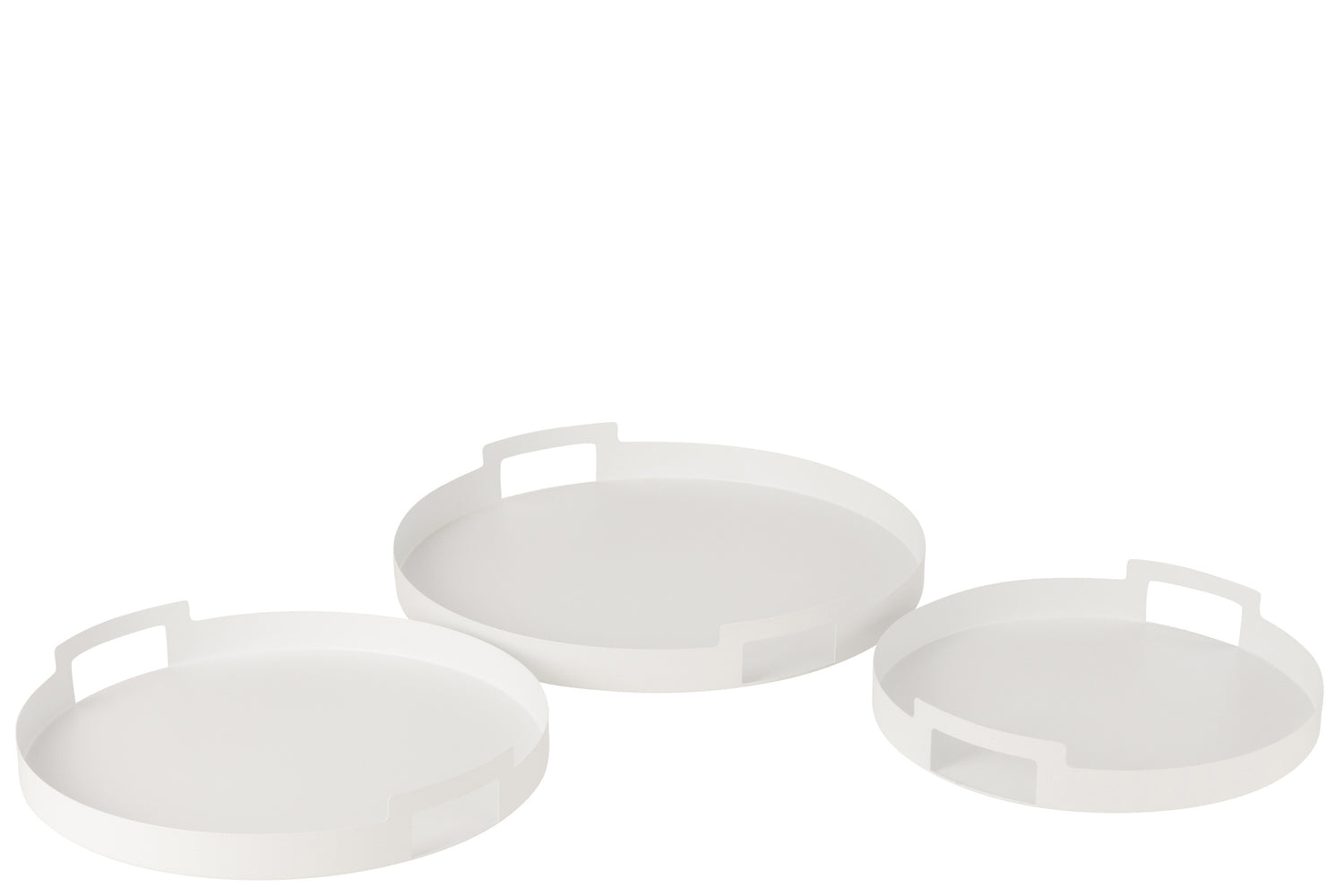 J-Line plateau Rond - metaal|polyresin - wit - 3 stuks