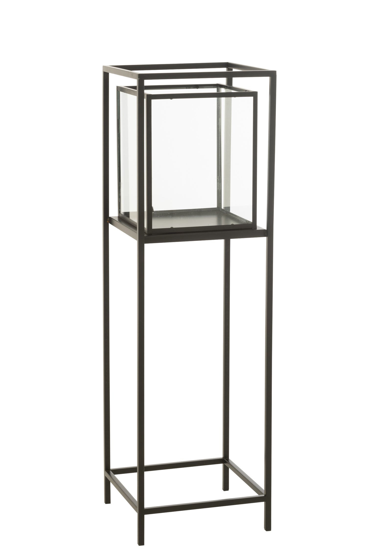 J-Line windlicht Vierkant - ijzer - zwart