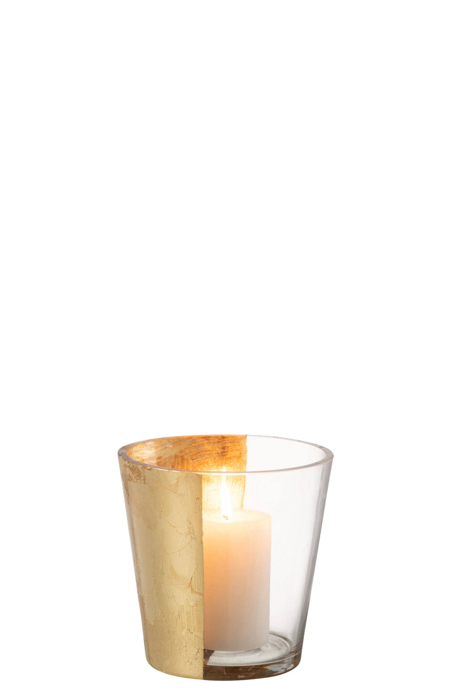 J-Line windlicht boe - glas - transparant|goud - small