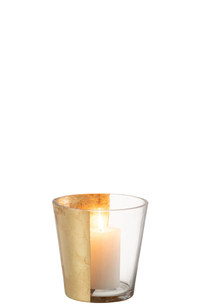 J-Line windlicht boe - glas - transparant|goud - small