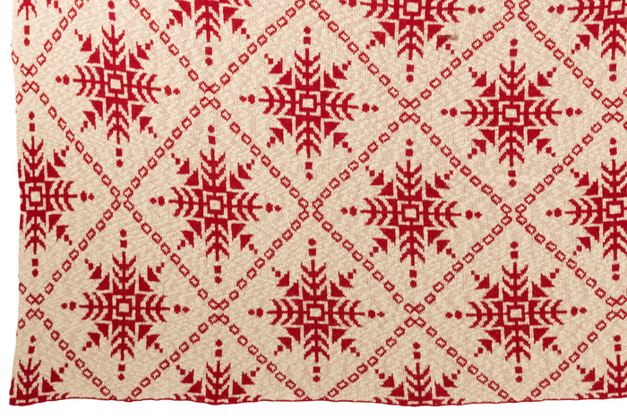 J-Line deken Sneeuwvlokken - katoen - wit|rood