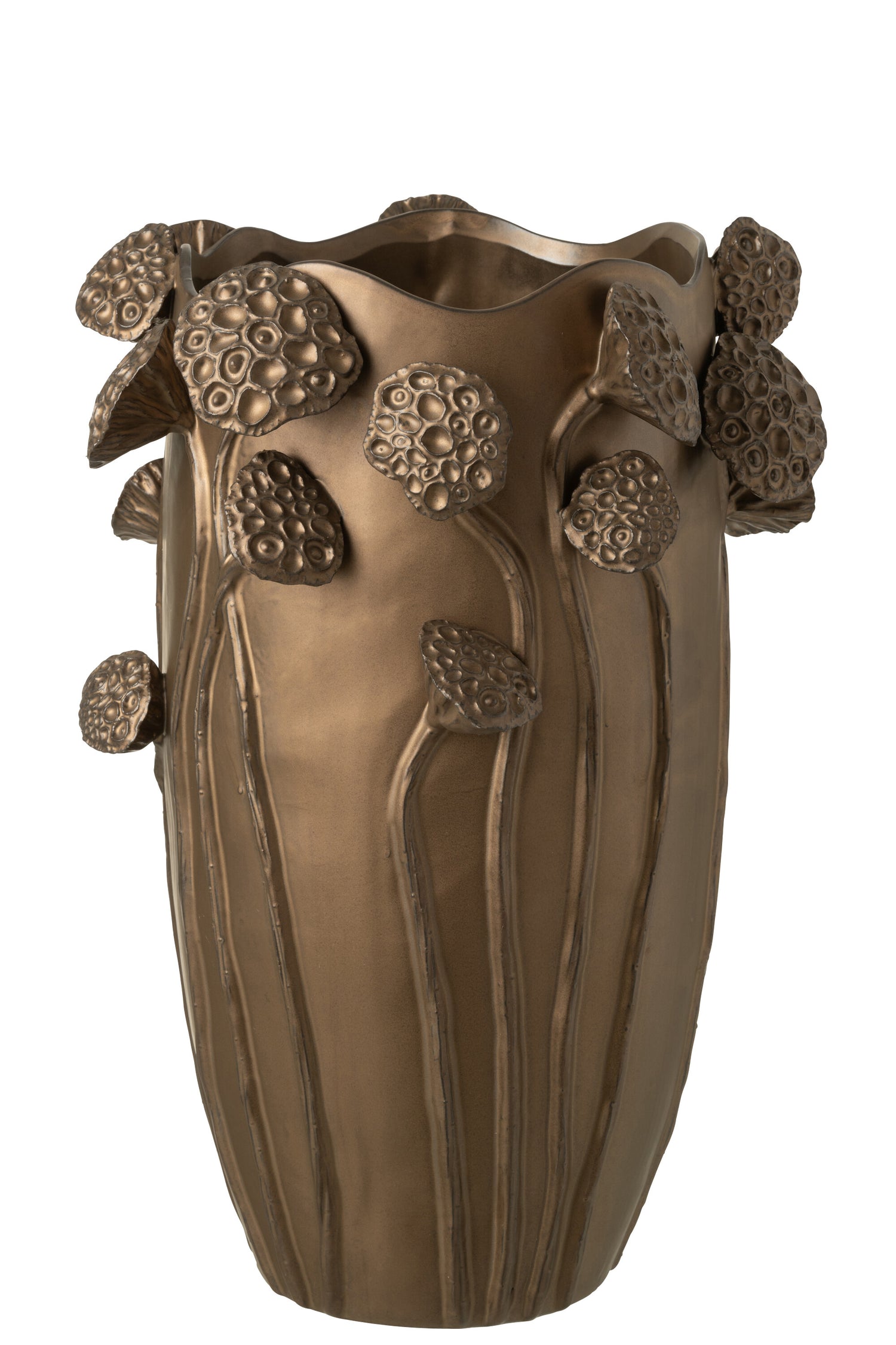 J-Line vaas Lotus Pod - keramiek - koperkleur - large