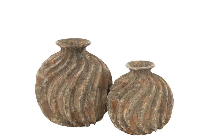 J-Line vaas Ballon Antiek - polyresin - large - Ø 34.5 cm