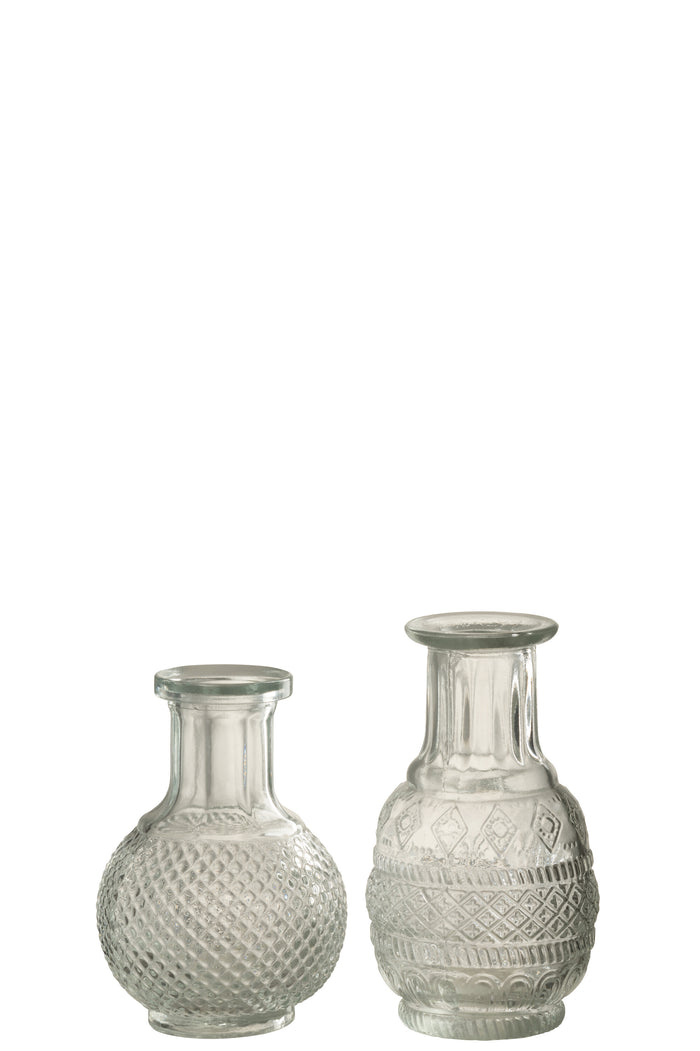 J-Line vaas Soliflore - glas - transparant - set van 2