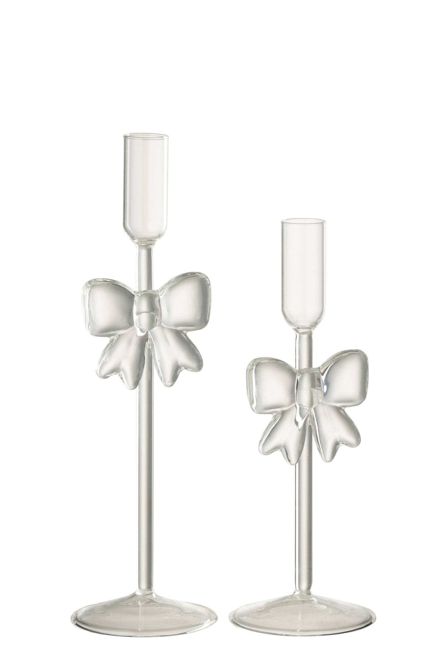 J-Line kaarshouder - glas - transparant - set van 2