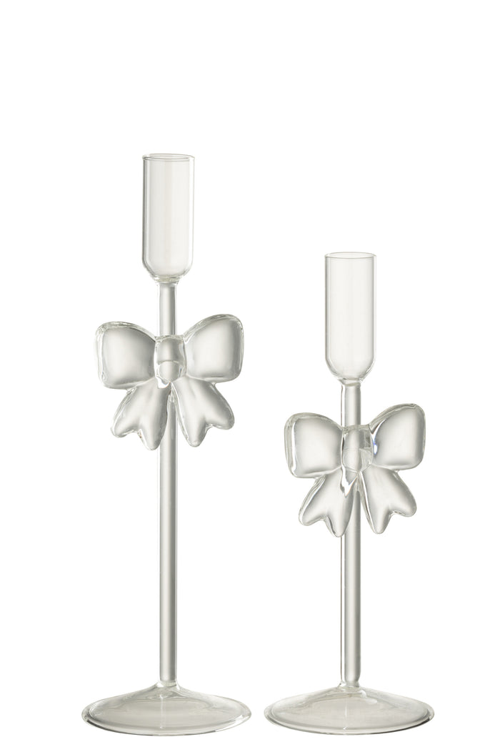 J-Line kaarshouder - glas - transparant - set van 2