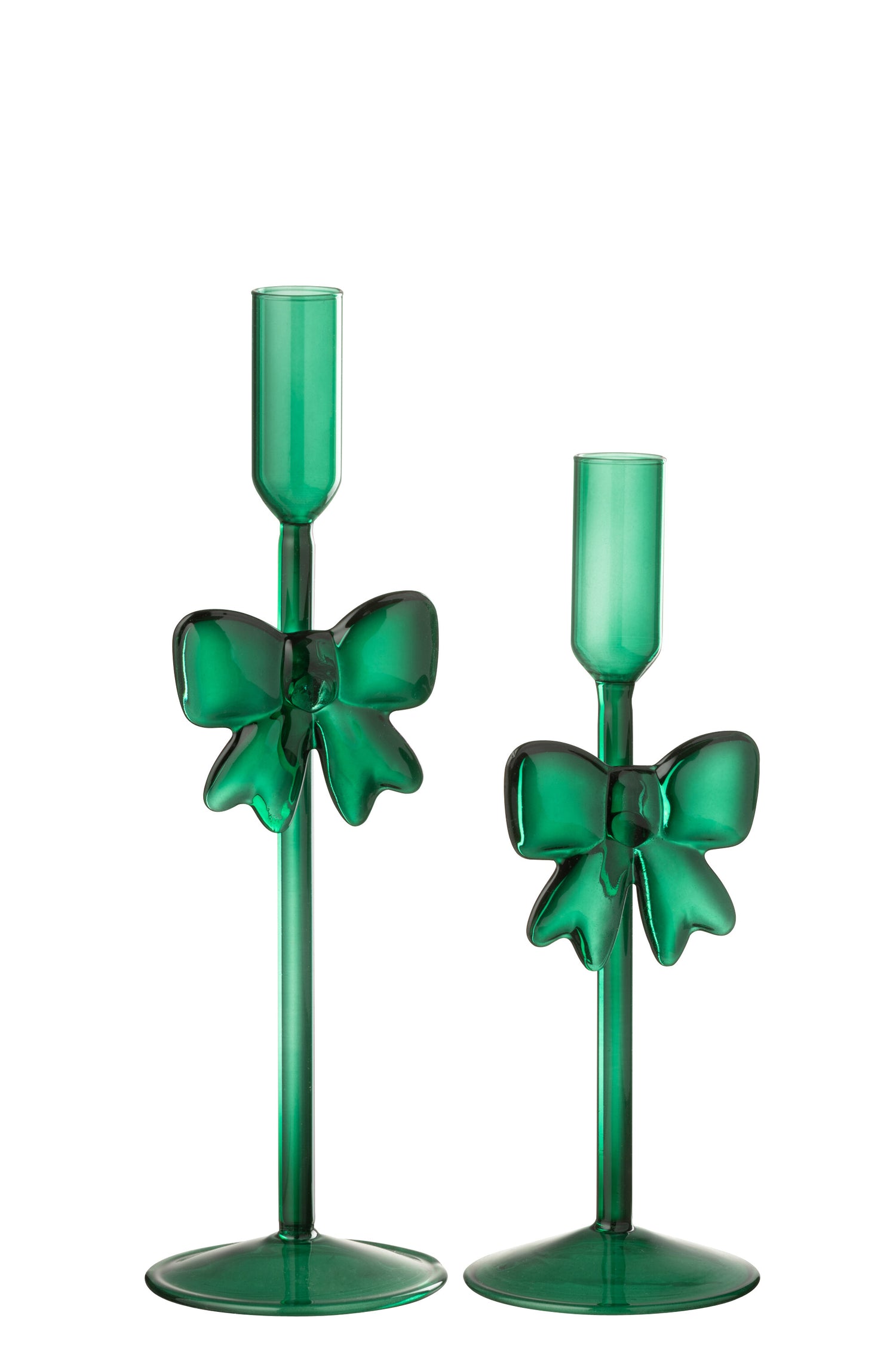 J-Line kaarshouder - glas - groen - set van 2