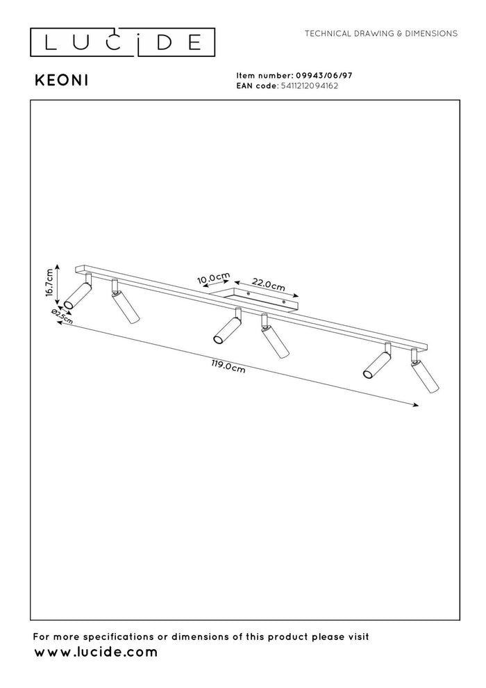 Lucide KEONI Plafondspot - Koffie