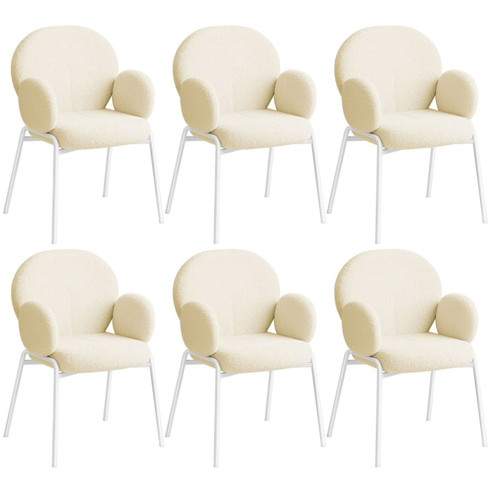tectake® Stoel Scandi gestoffeerd, bouclé stof - Set van 6