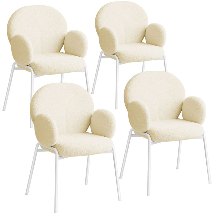tectake® Stoel Scandi gestoffeerd, bouclé stof - Set van 4